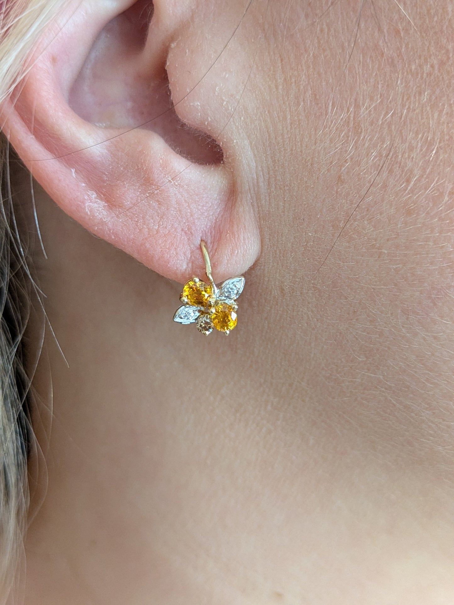 18k Diamond and Yellow Sapphire Earrings
