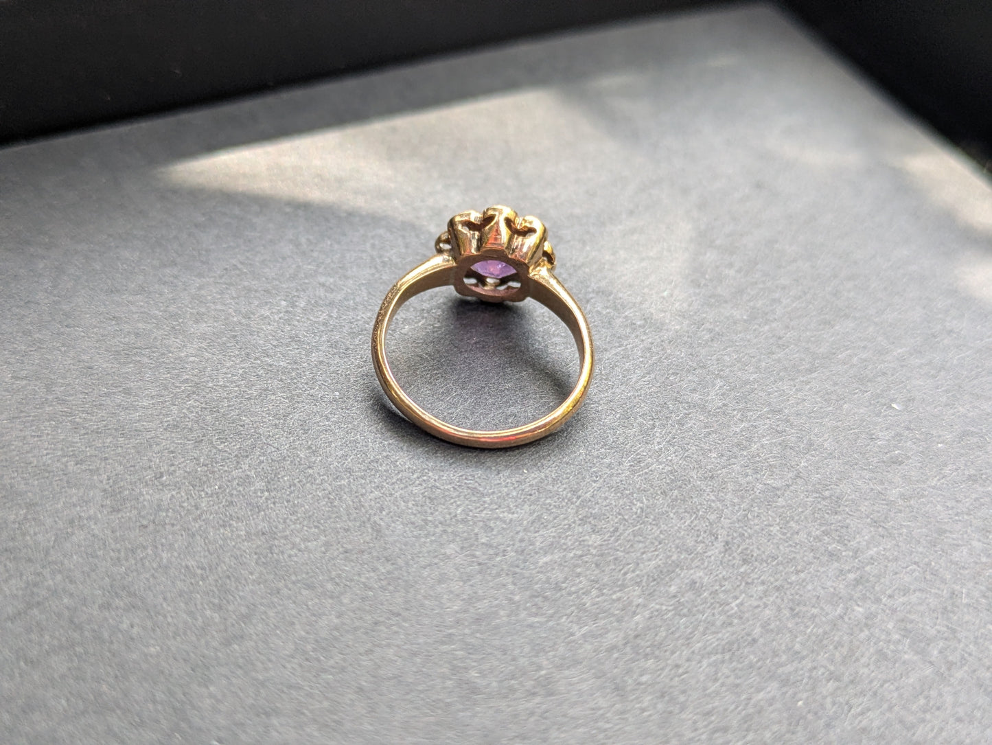 Antique Halo Mounting Ring with Single Cut Diamonds and Purple Sapphire