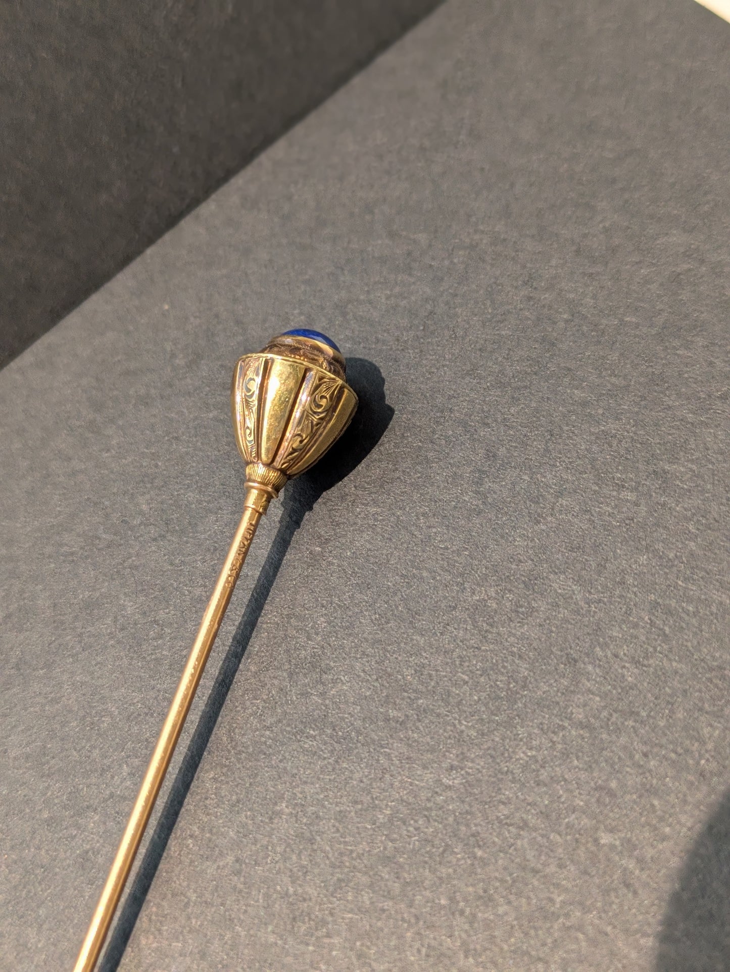 Tiffany+Co Hair/Hat Pin 1920's Lapis Cabachon