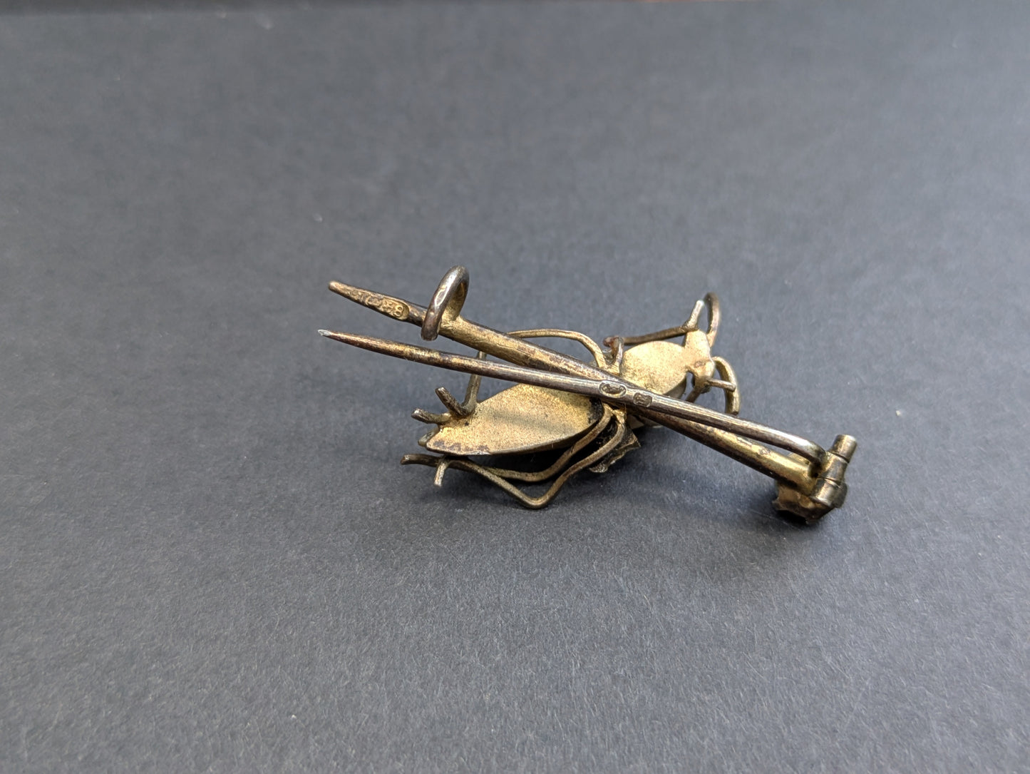 Silver Russian Grasshopper Brooch