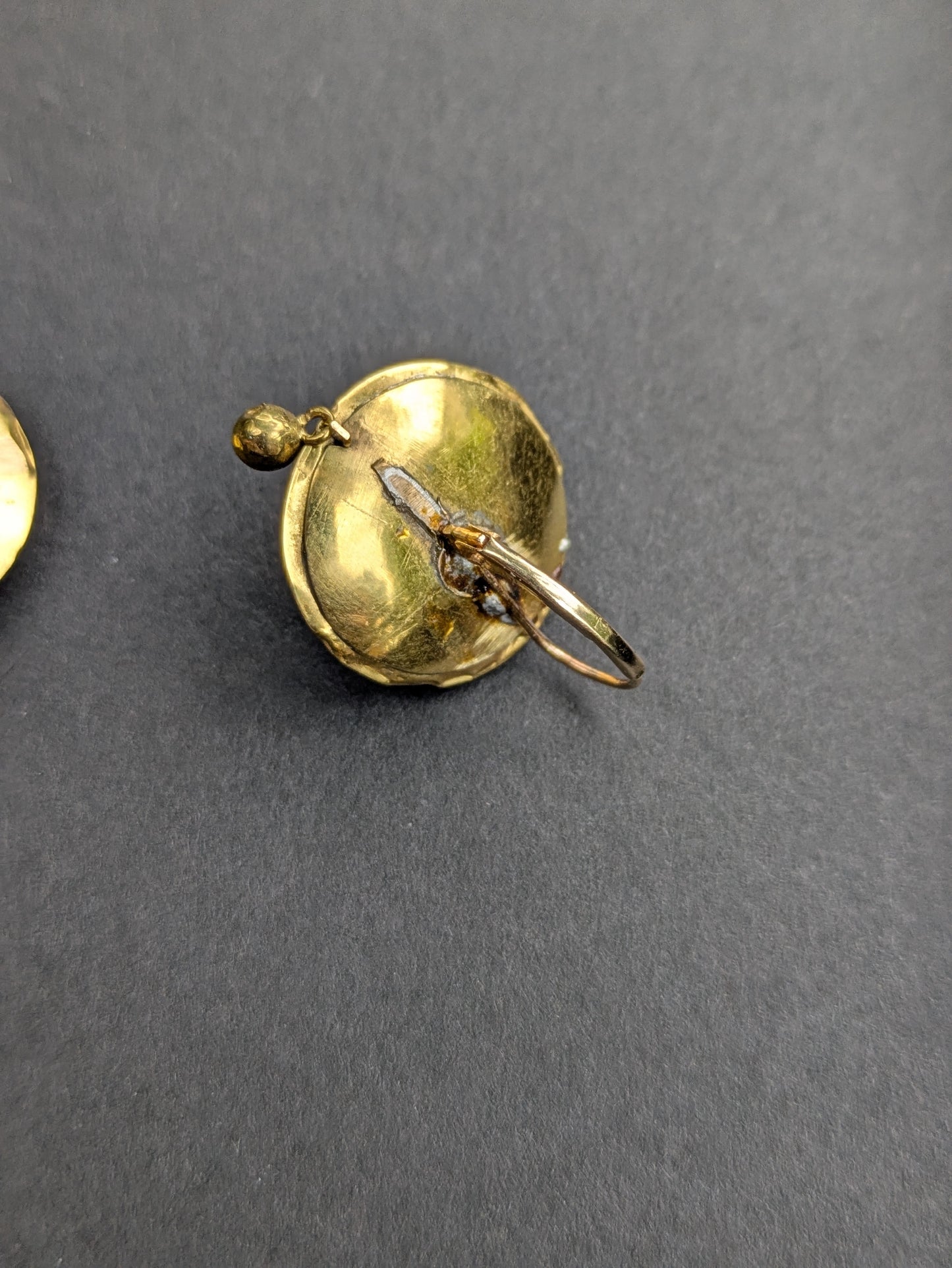 14k 1880's Dutch Button Earrings with Onyx