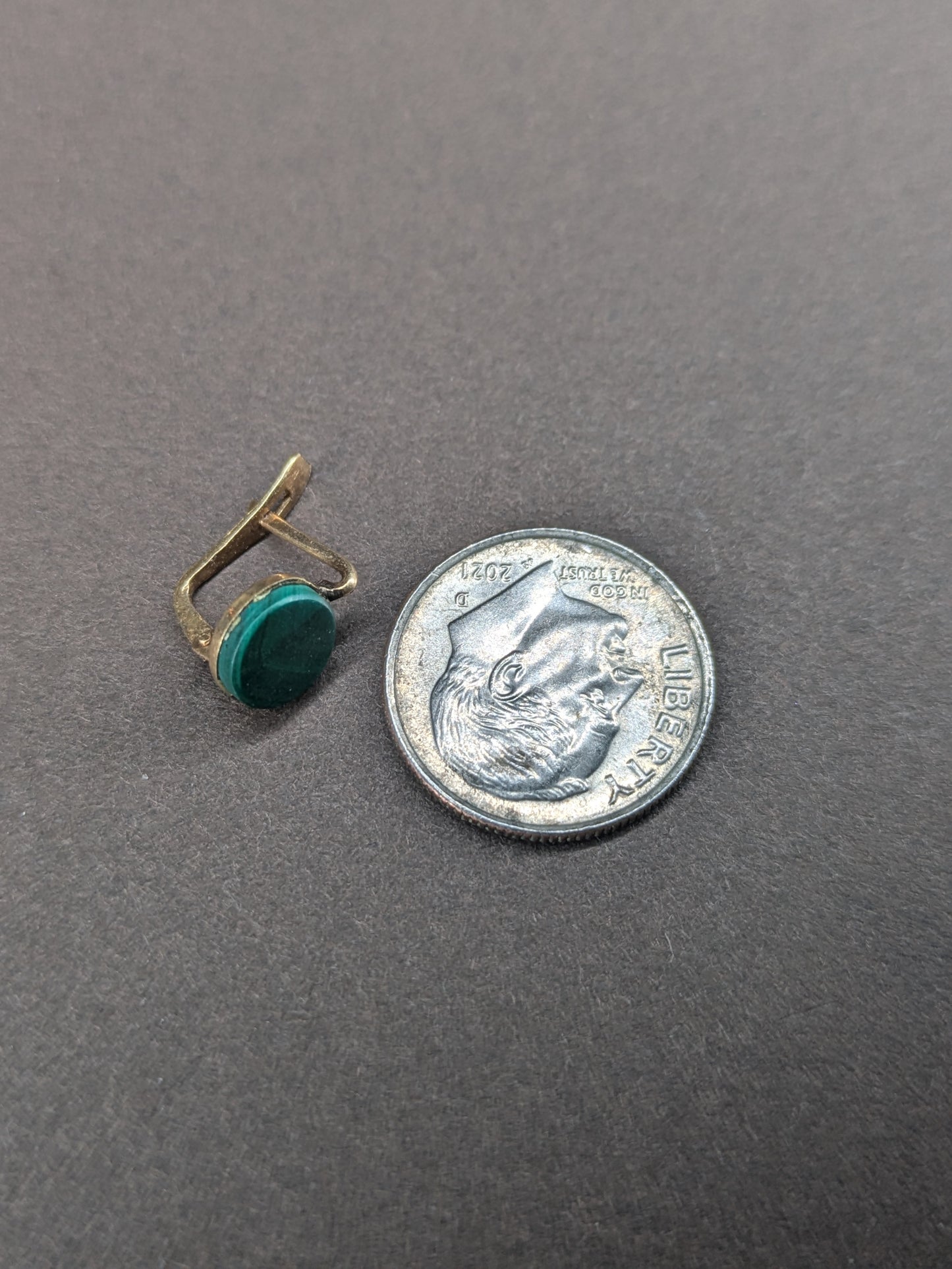 14k German Leverback Earrings with Malachite
