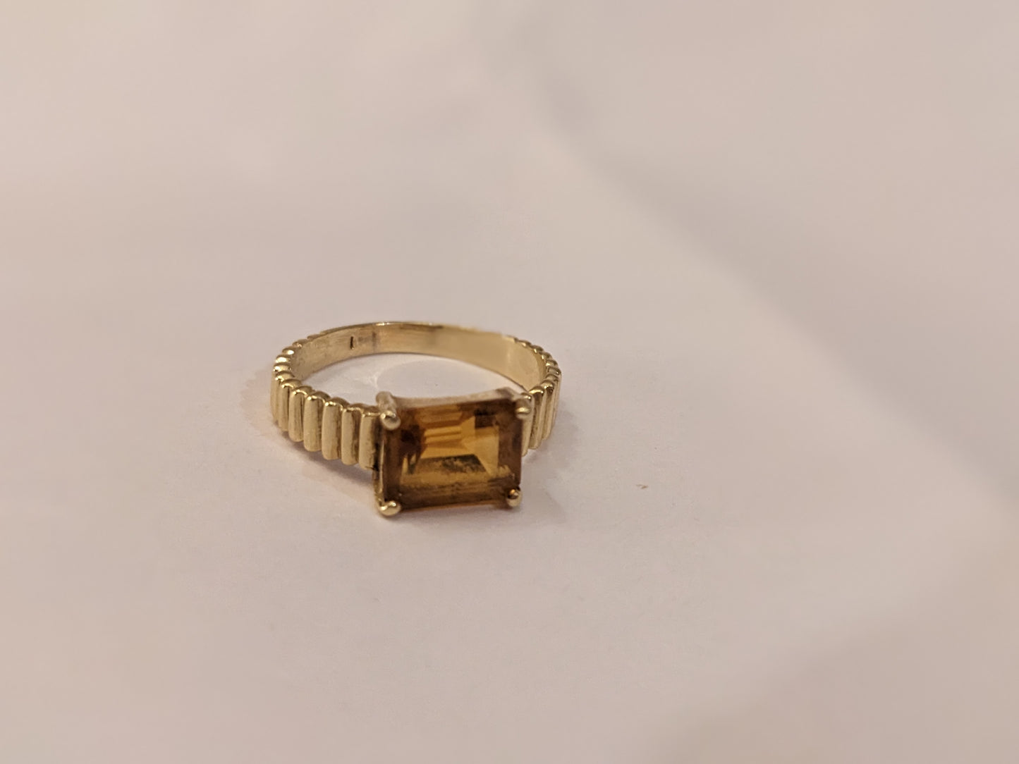 14kt emerald cut topaz ring