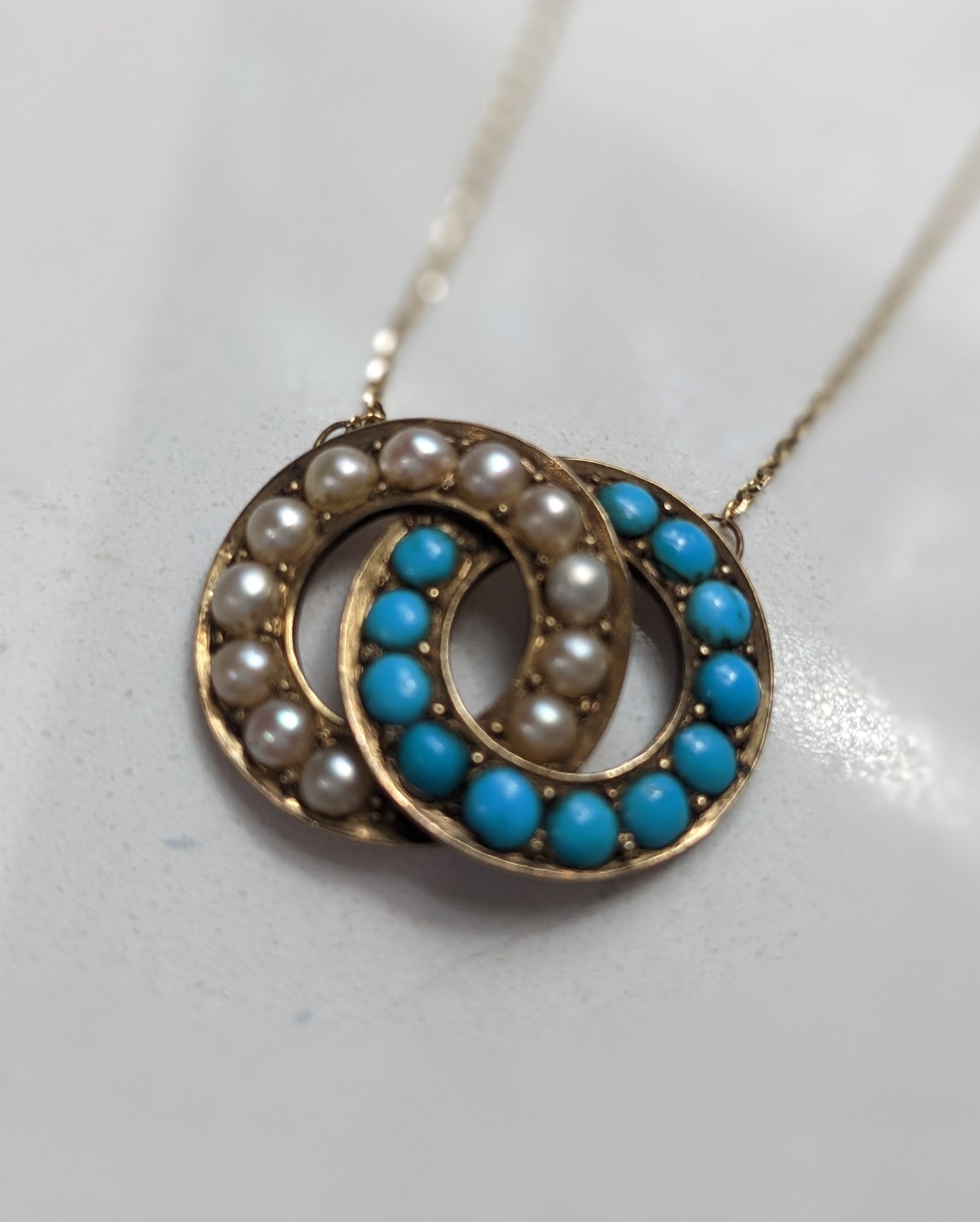 Victorian Conversion Pearl and Turquoise Necklace
