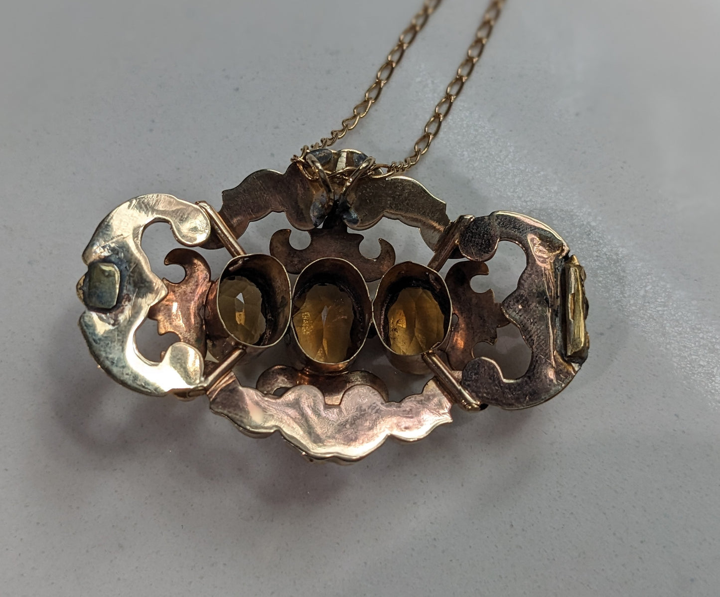 Victorian Conversion Gold and Citrine Pendant and Chain