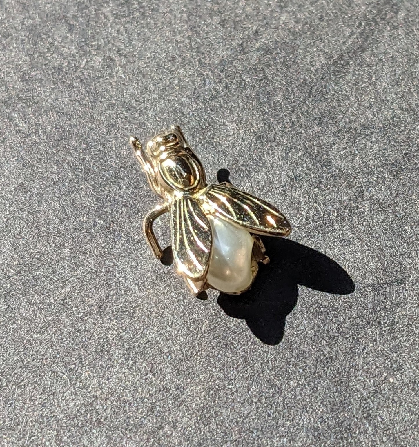 14k Gold and Pearl Fly Pendant