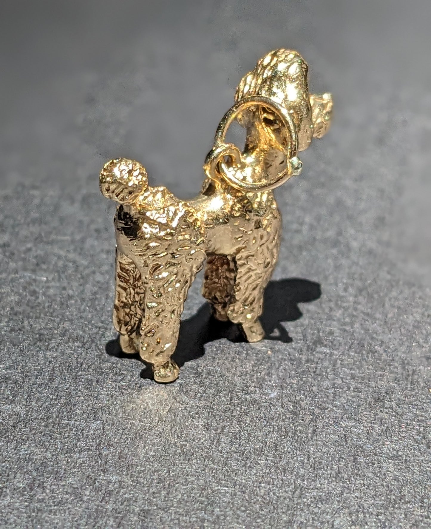 Solid Gold Poodle Charm With Ruby Eyes