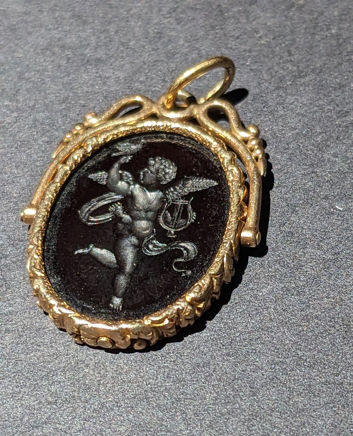 14k Carnelian Cherub Intaglio Flip Fob