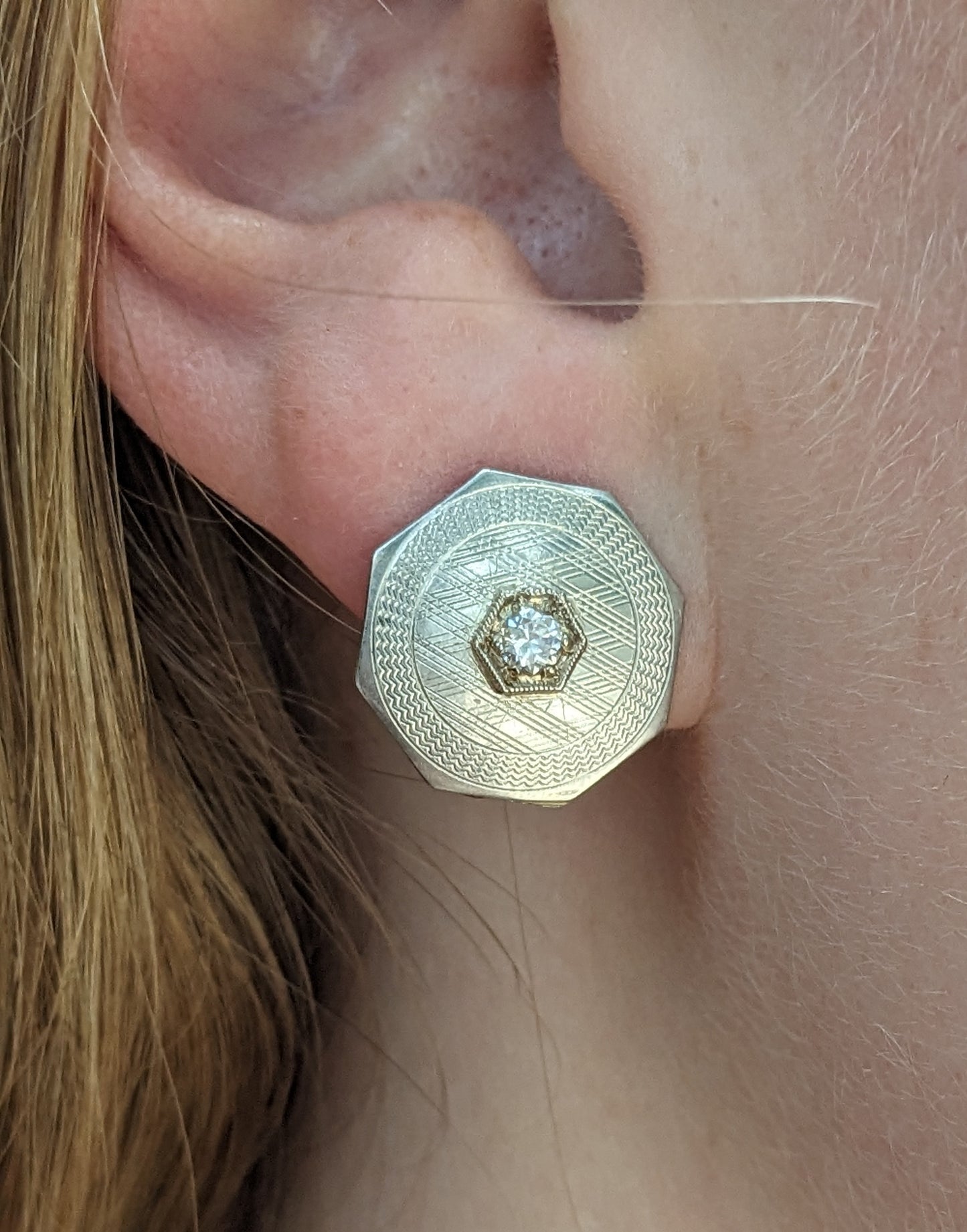 Platinum and diamond stud conversion earrings