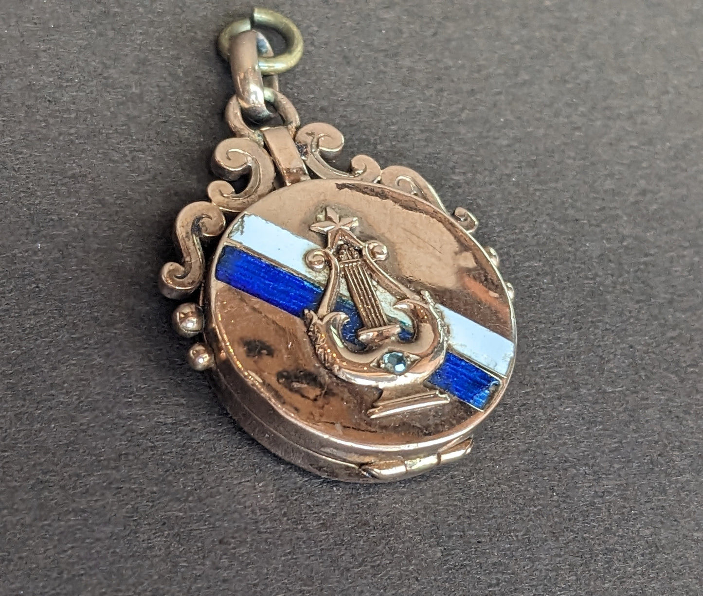 14k Gold German Blue and White Enamel Locket (June 1902)
