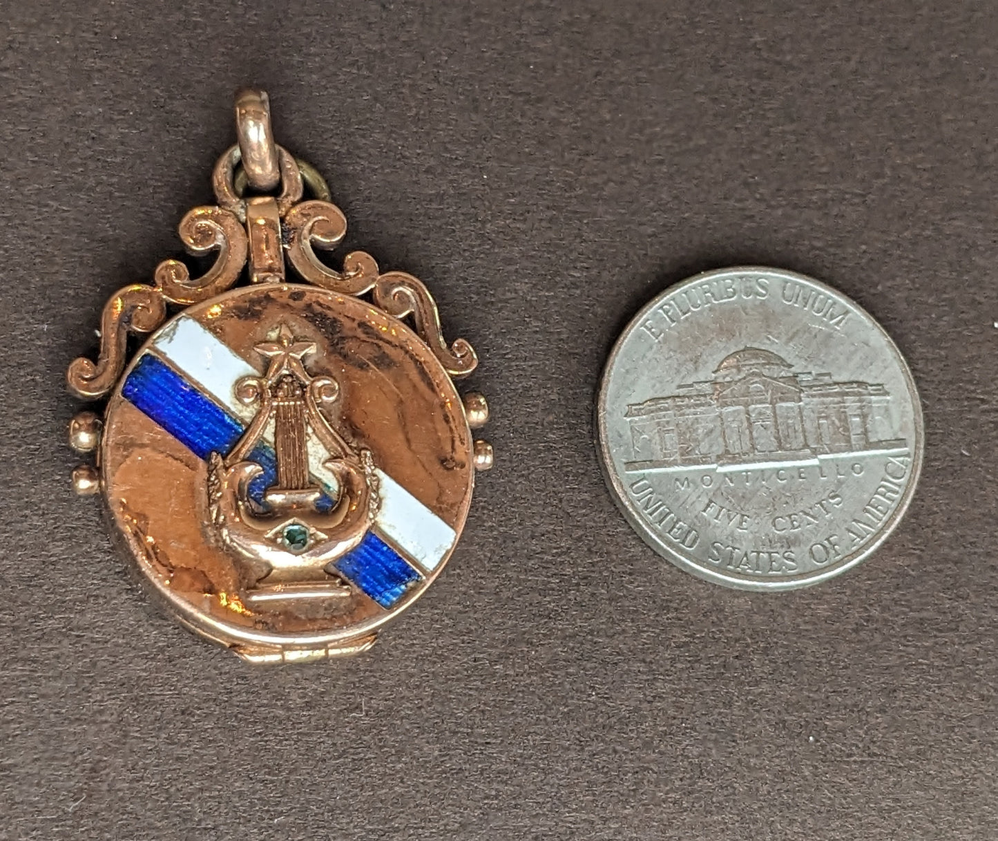 14k Gold German Blue and White Enamel Locket (June 1902)