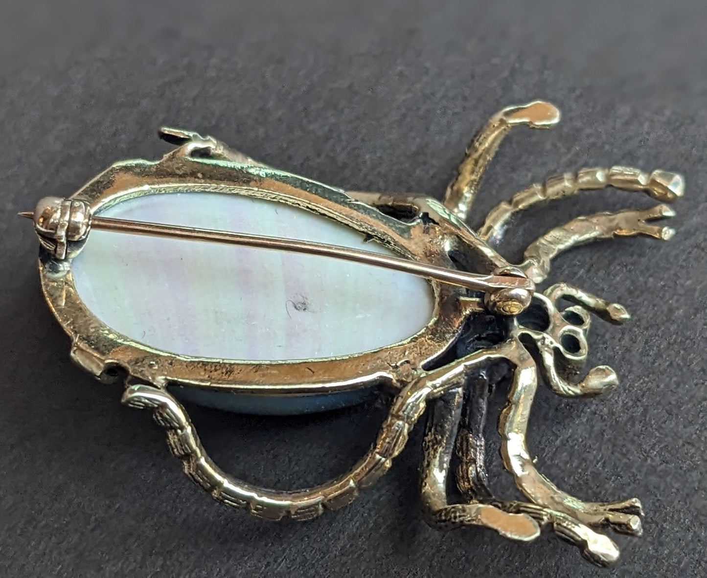 Large Grey Pearl, Ruby, and Opal Spider Brooch