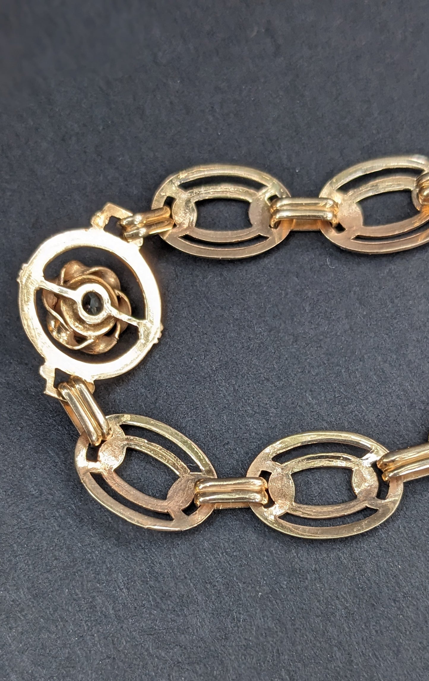 1930s 10k Gold and Blue Zircon Bracelet