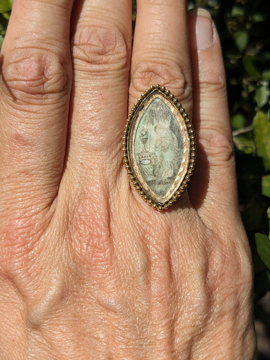 14k Gold French Mourning Brooch Conversion to Ring