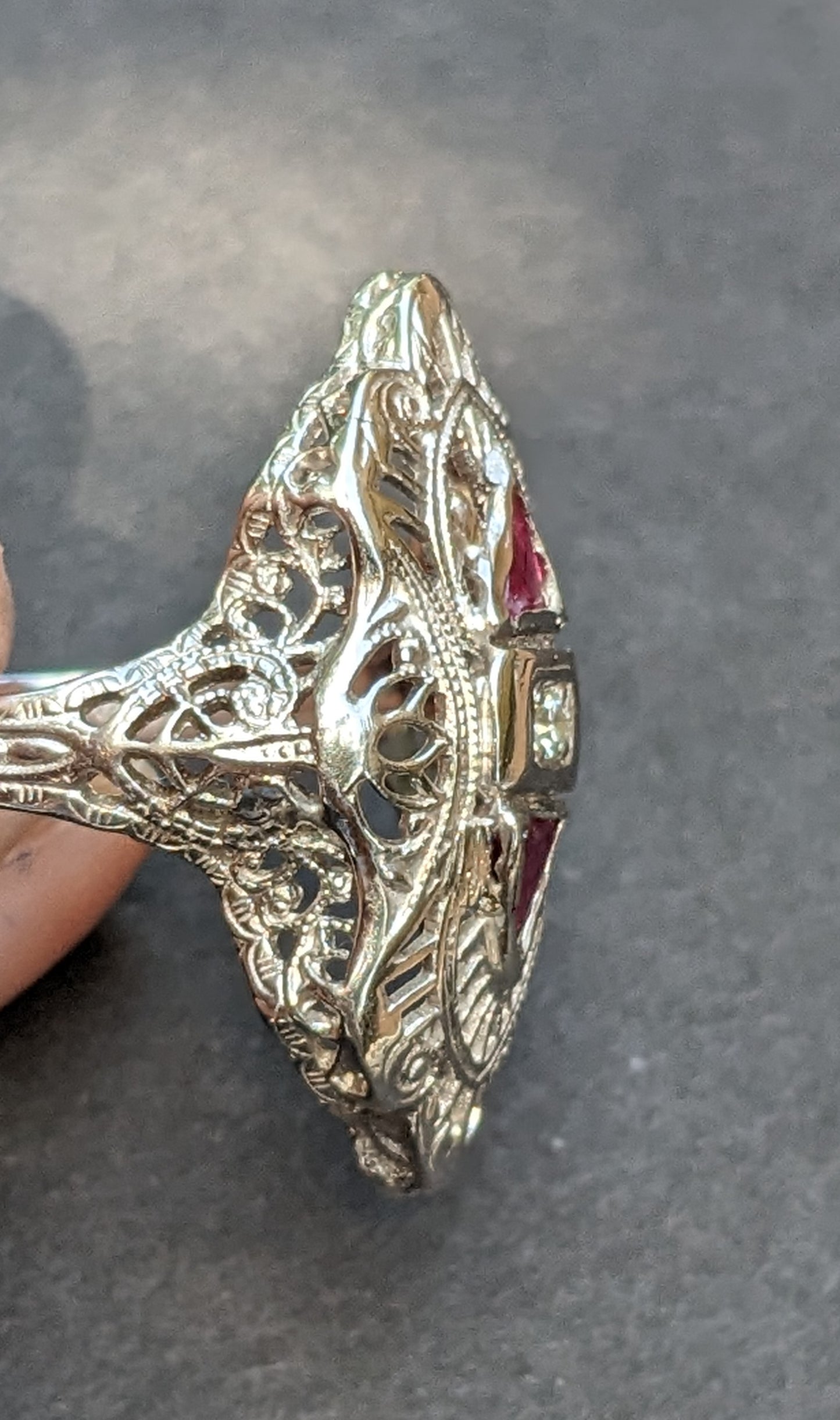 Ostby Barton 14k White Gold, Ruby and Diamond Ring