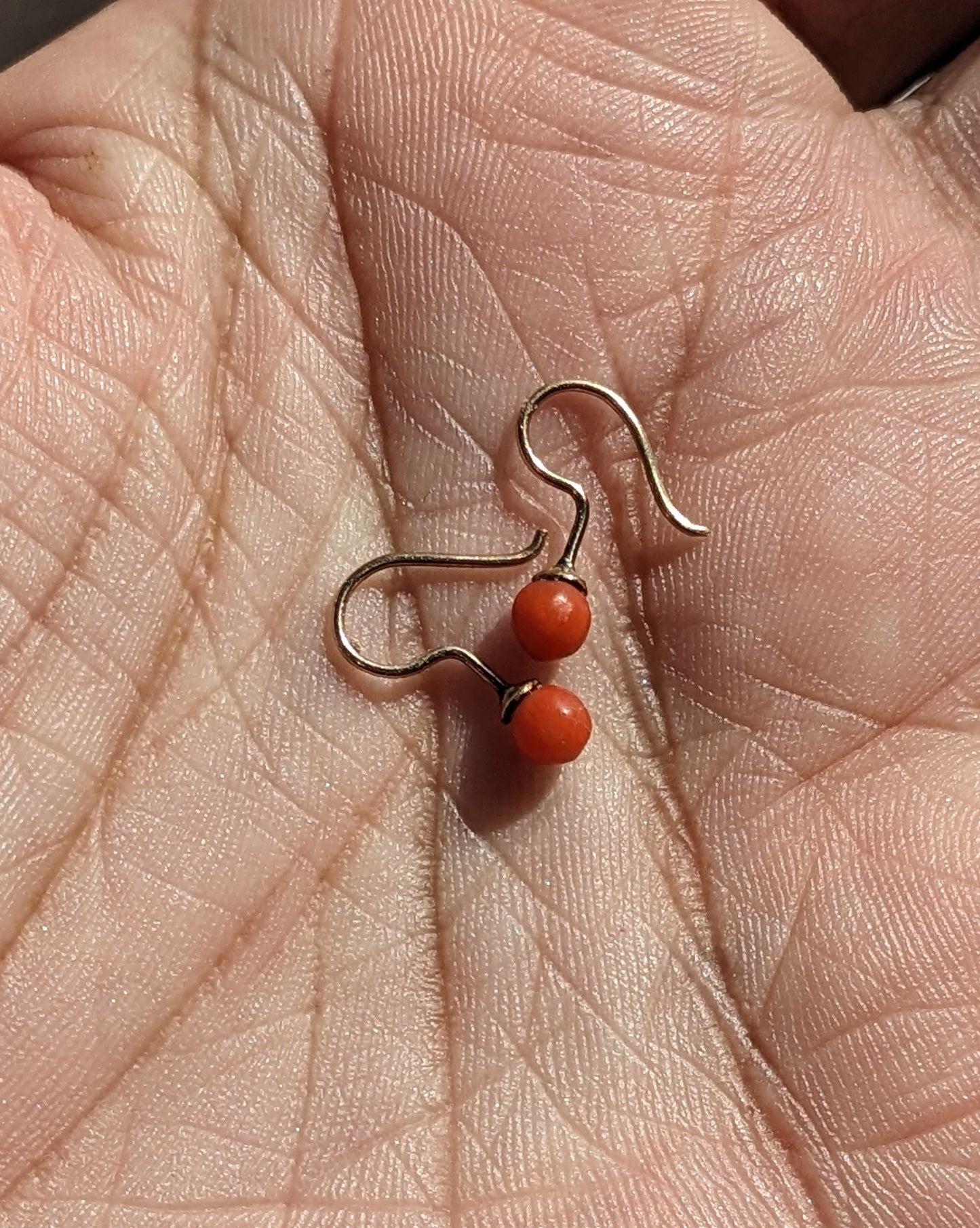 10k Rose Gold and Coral Dainty Earrings