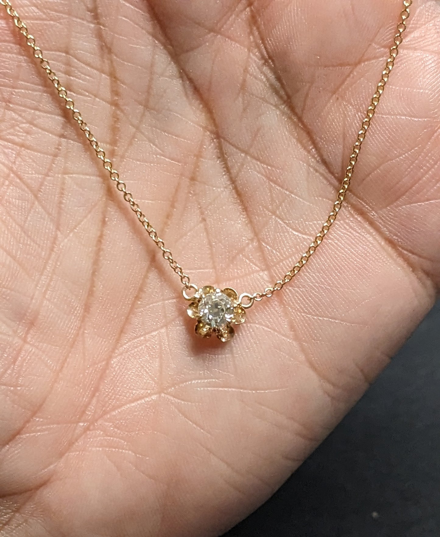 14k tulip set OEC diamond necklace