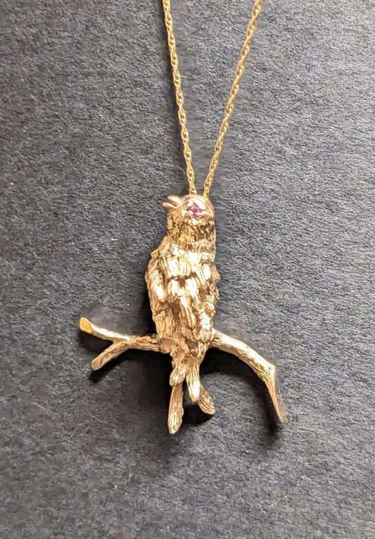 Bird with Ruby Eye Pendant