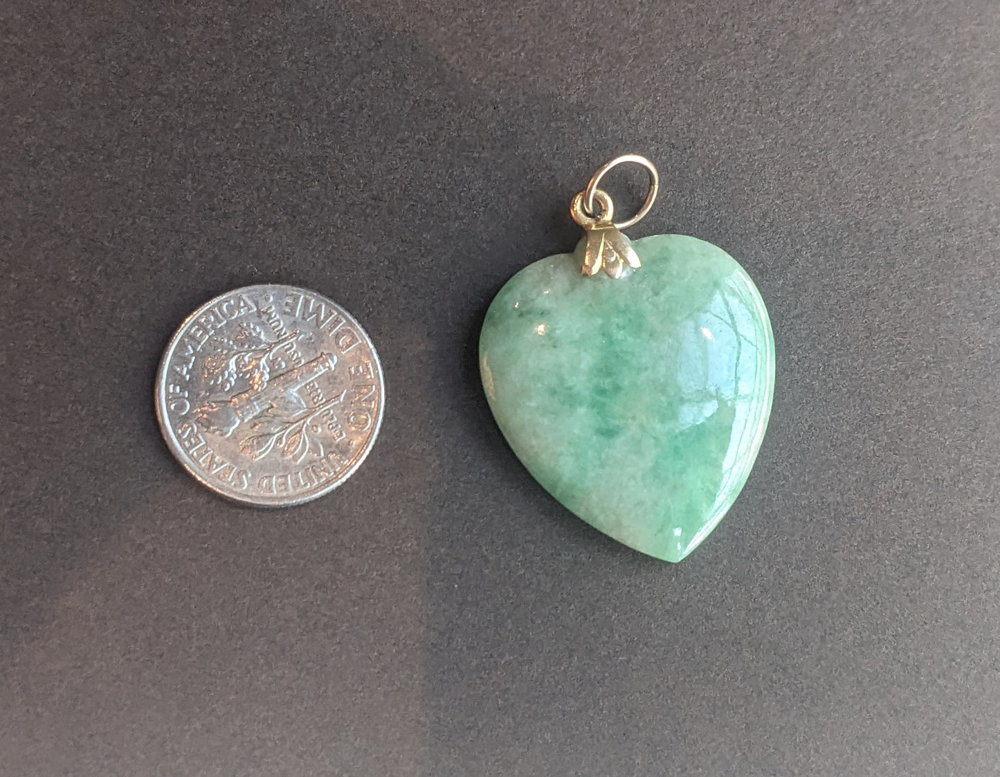 14k Jade Heart Pendant