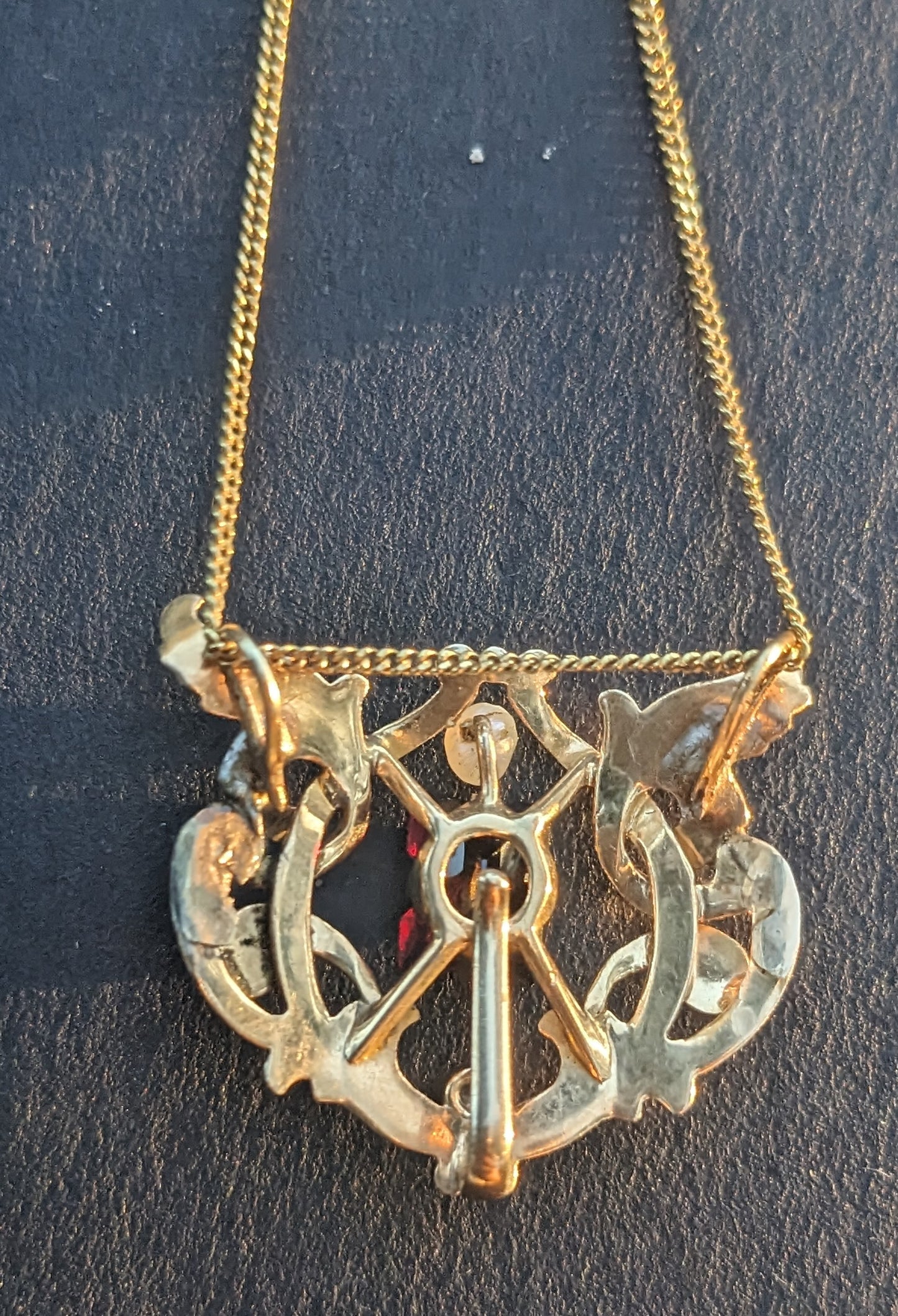 Art Nouveau Garnet and Pearl pendant