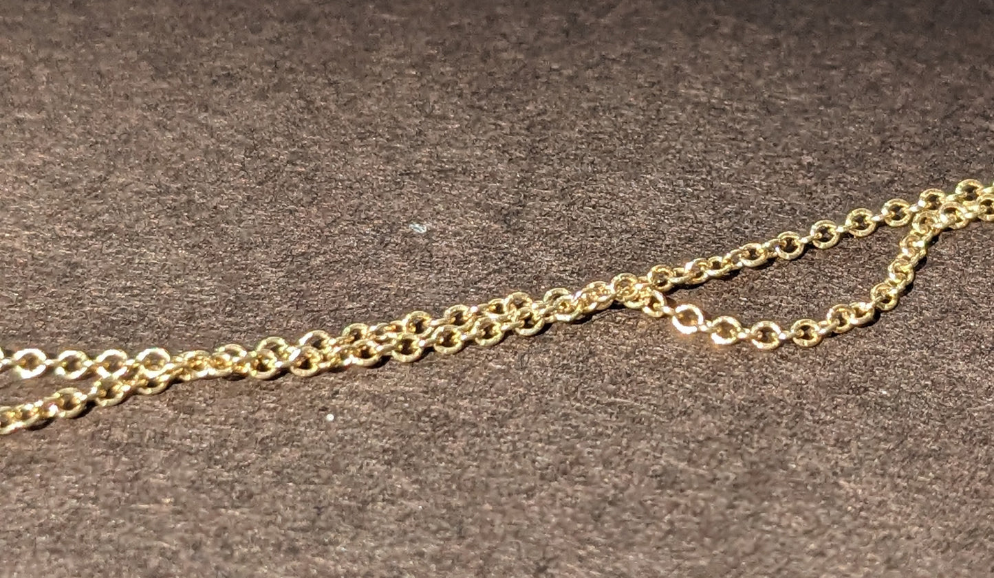 Natural Turquoise Cabochon Pendant 14k Chain
