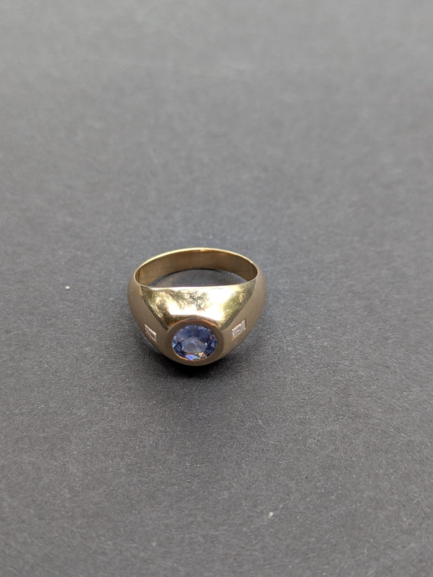 14k Flush Set Lavender Sapphire and Diamond Ring