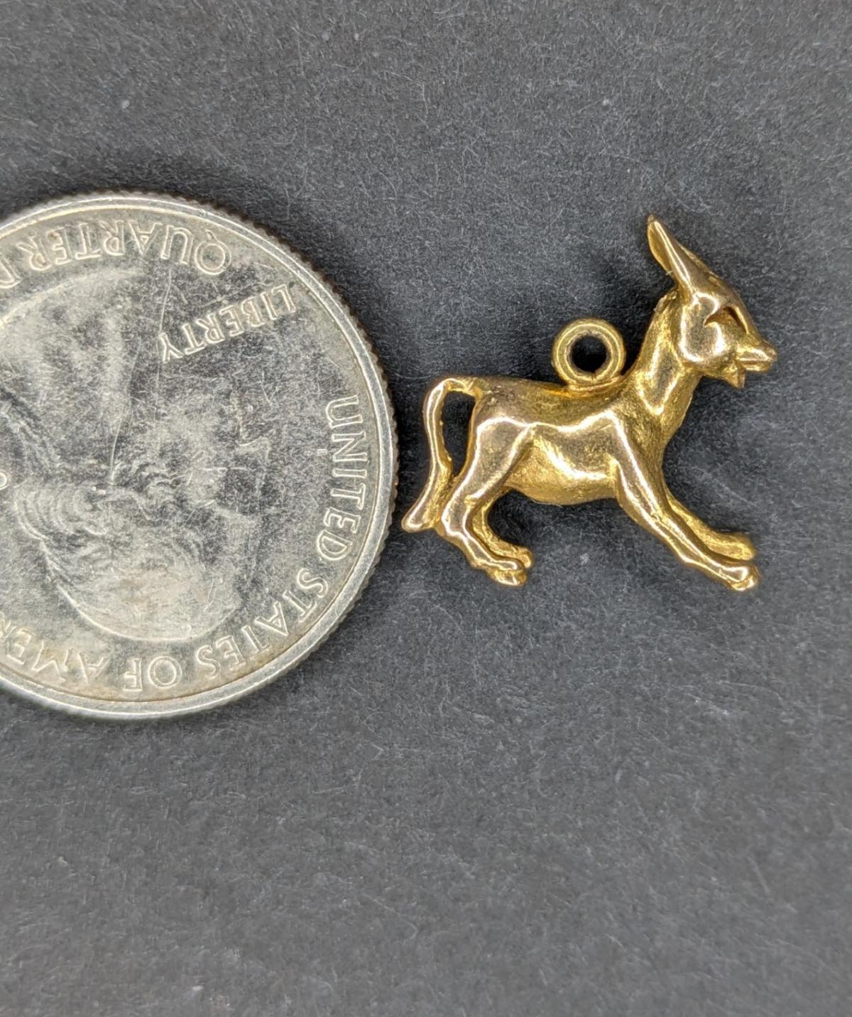 14k Defailed 3D Donkey Charm