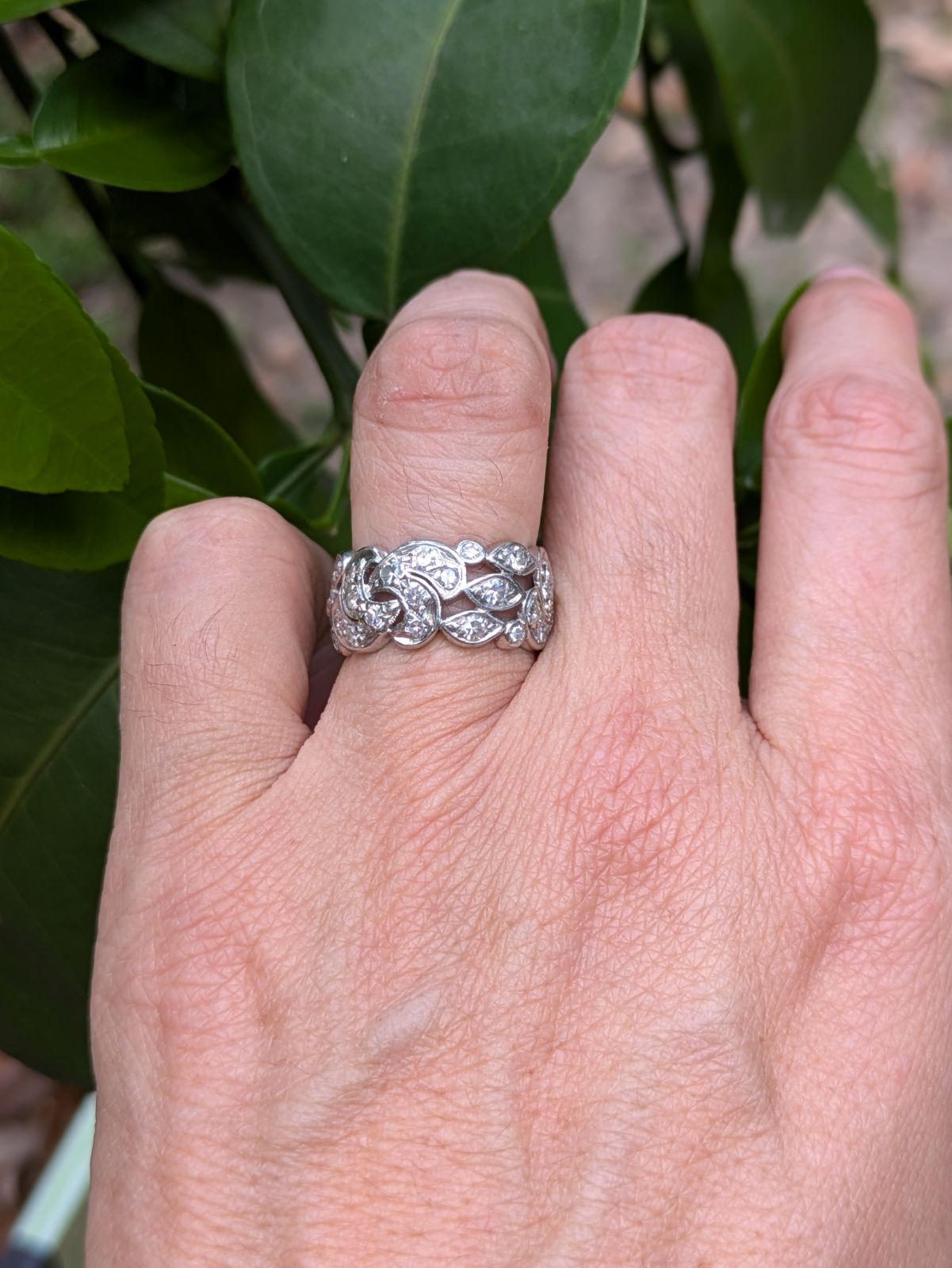 Platinum 1930s Extra Wide Diamond Band
