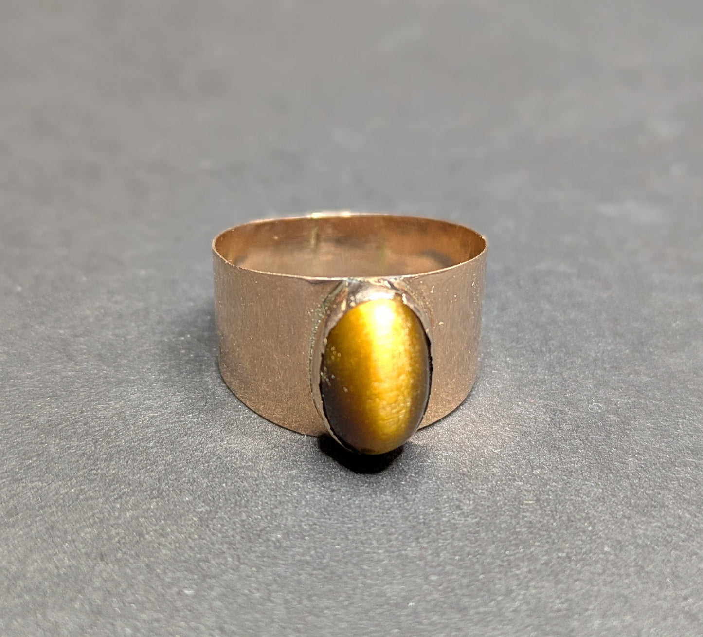 14k Tiger Eye Ring set in Polished Band