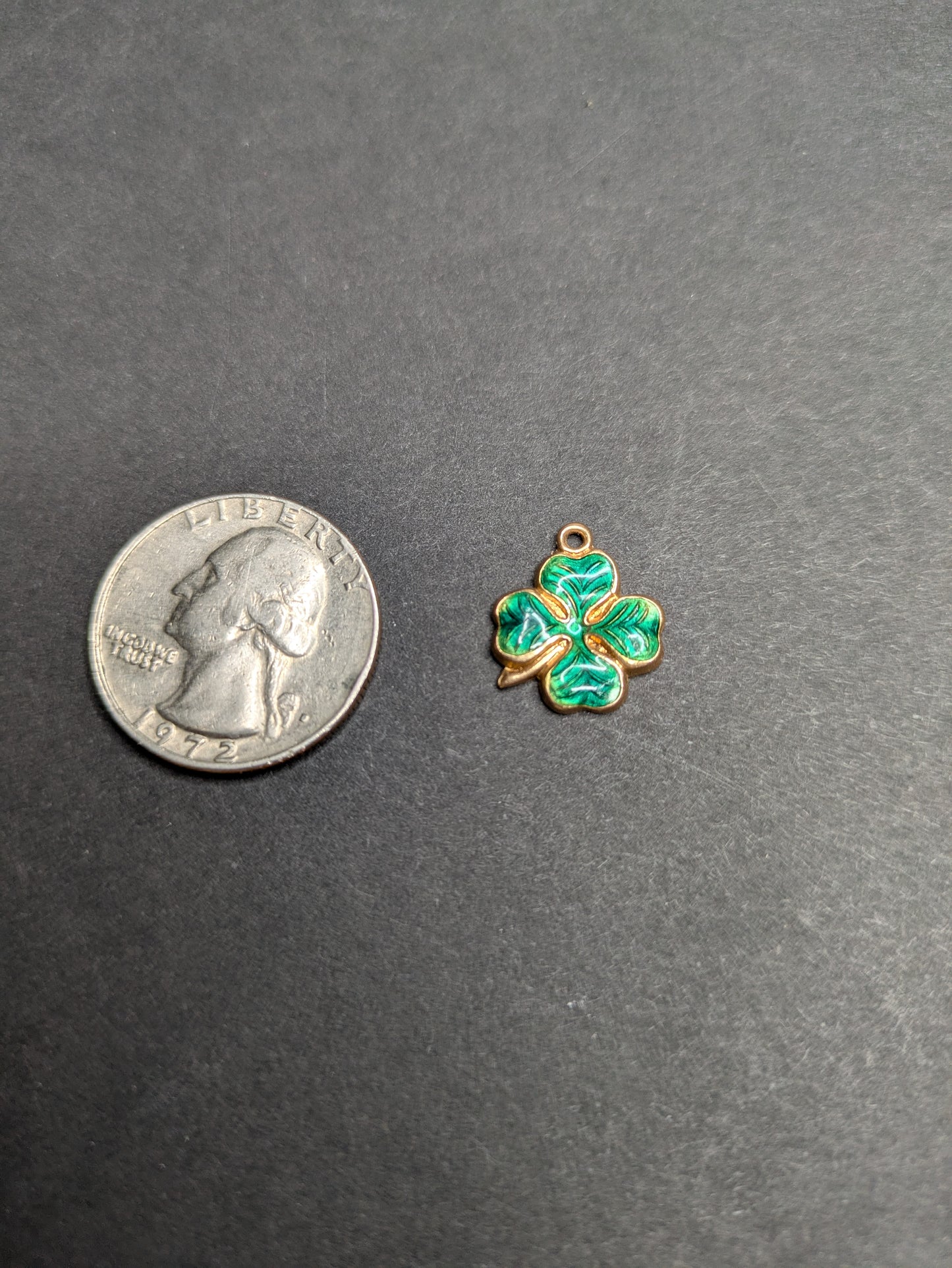 14k Green Enamel Shamrock