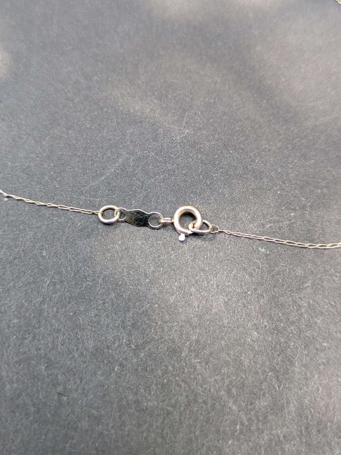 14k White Gold Diamond Cluster Pendant and Chain