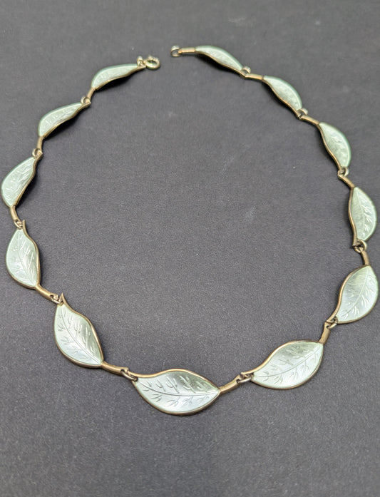 David Anderson Sterling and White Enamel Leaf Necklace