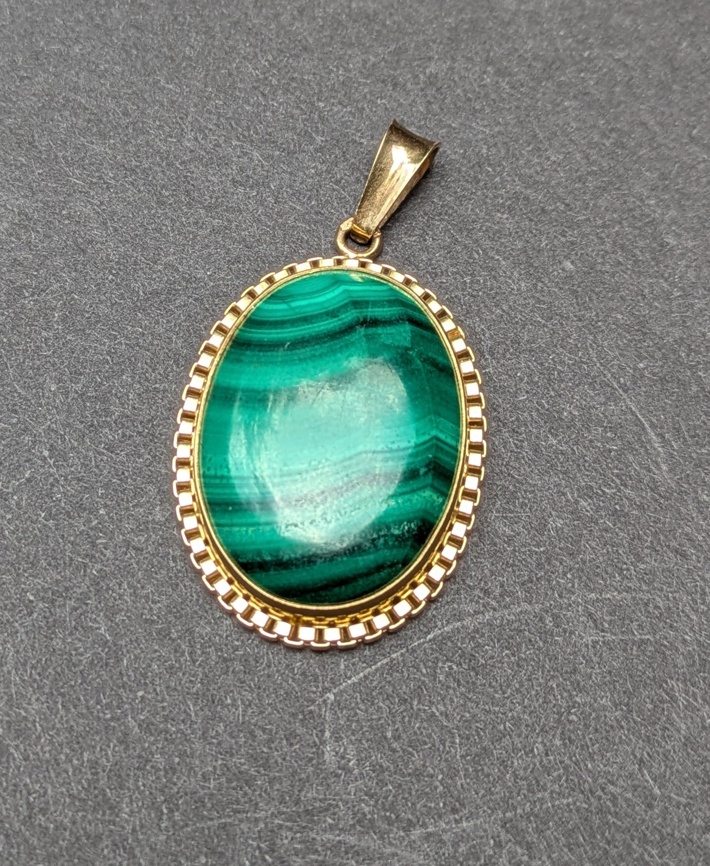 14k 1960's Malachite Pendant