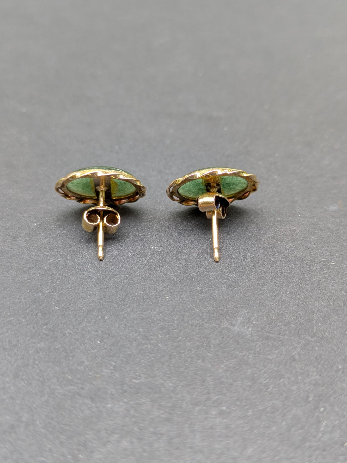 1940's 14kt Oval Jade Earrings