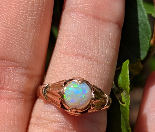 Art Nouveau Opal and 14k Rose Gold Ring