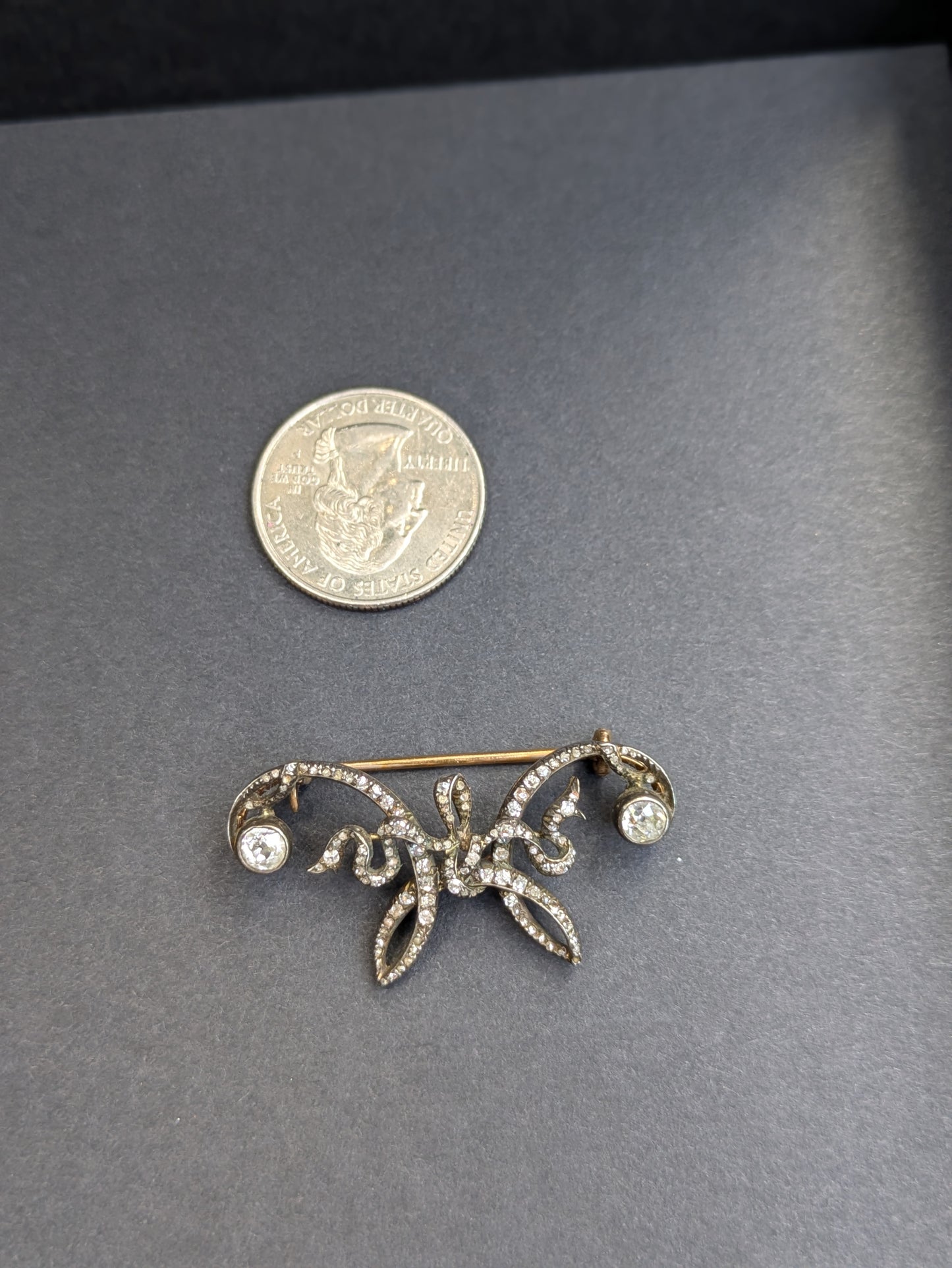 French Belle Epoch Sterling and 18kt with Mine Cut & Singlecut Diamonds