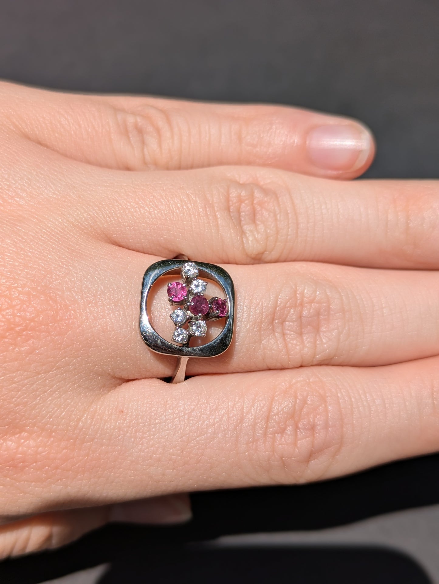 14kt Ruby and Diamond Brutalist Ring