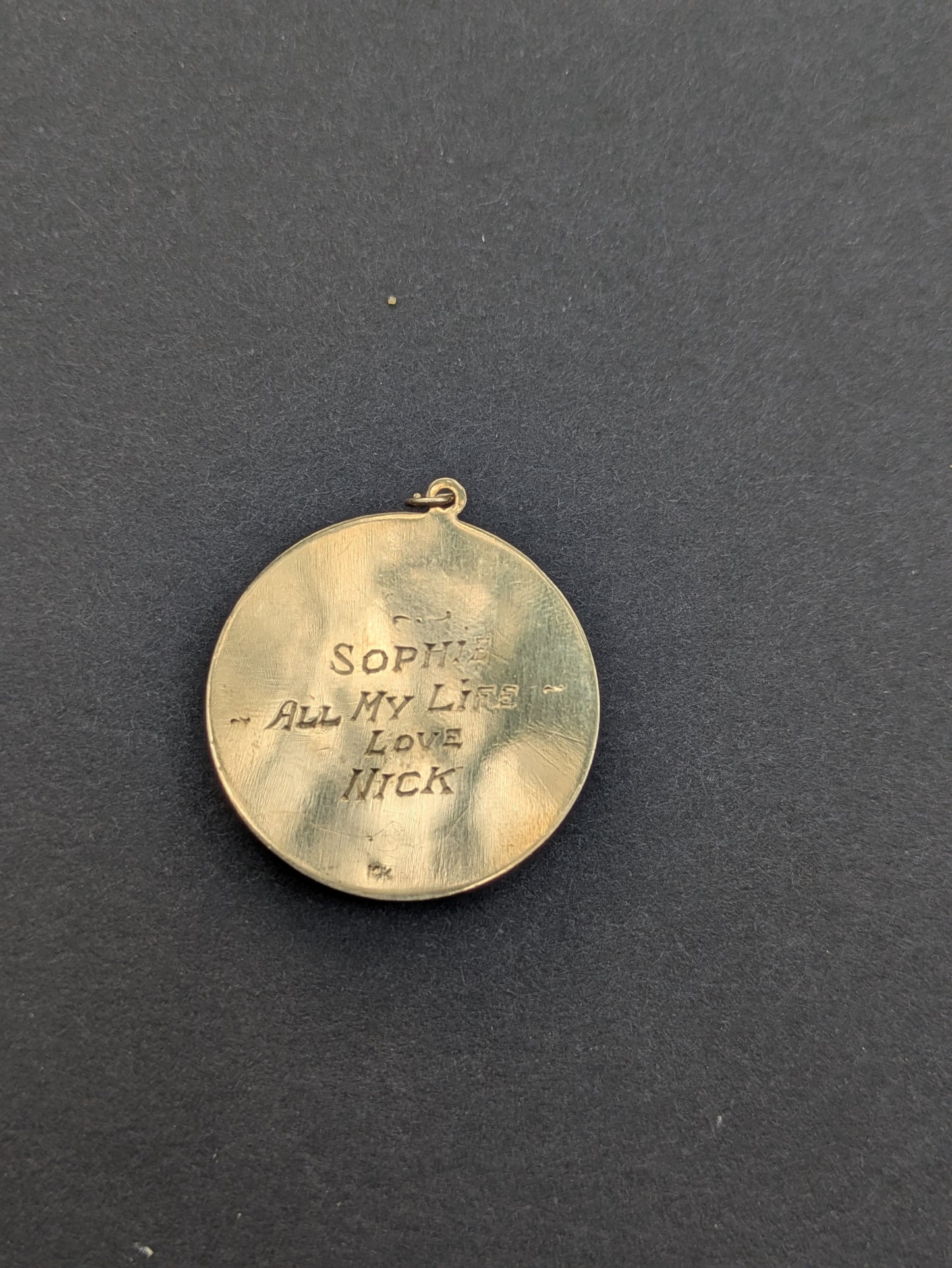 14k "Can't Lose with You" Disk Charm with Sapphire and Ruby