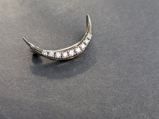 18kt White Gold Crecent Brooch