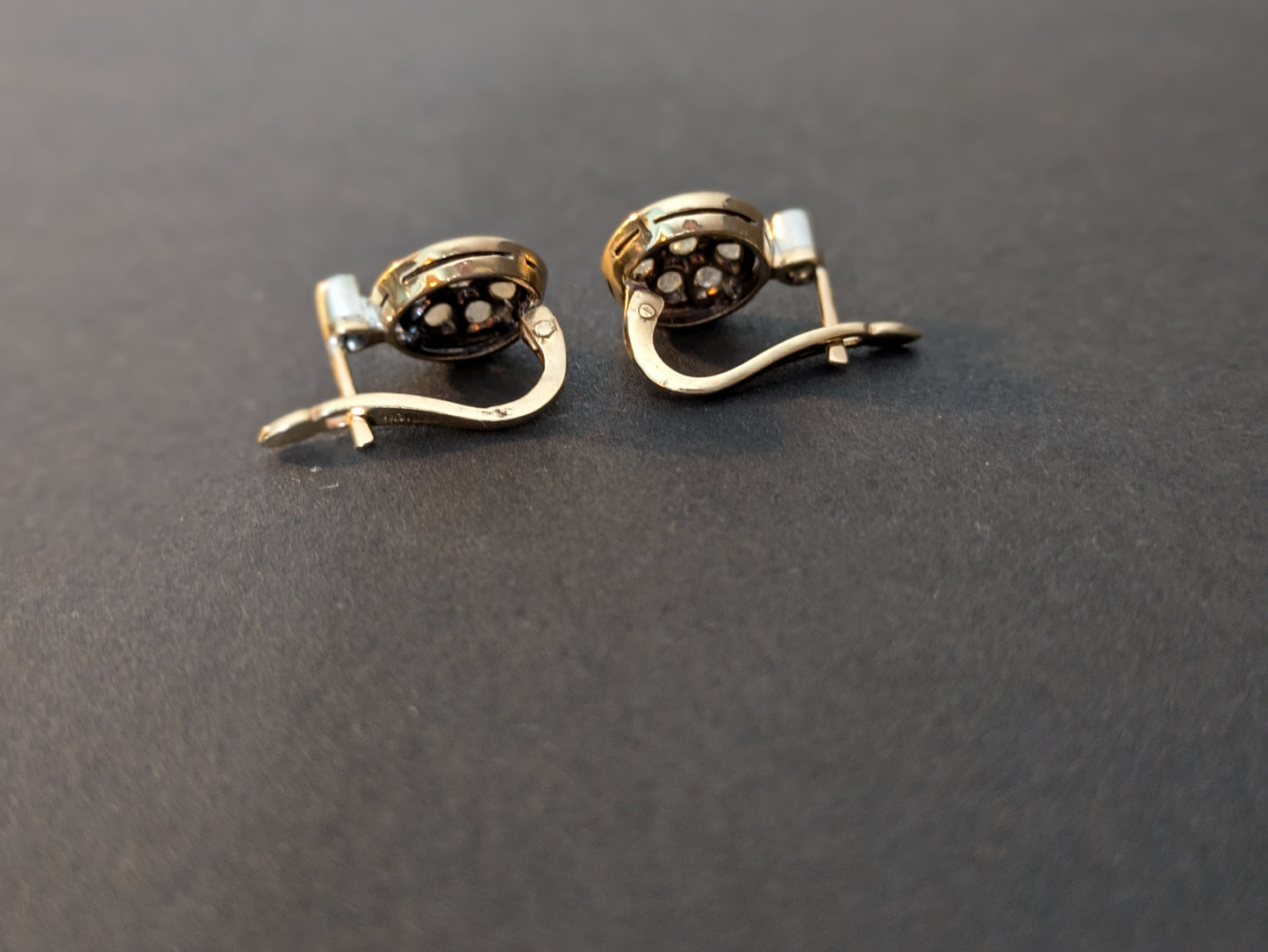 14kt East European leverback Diamond Earrings