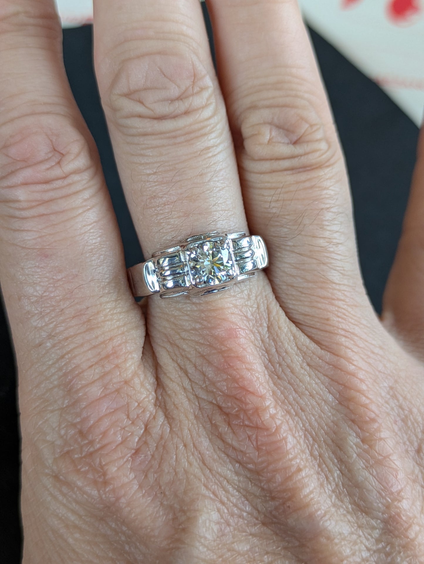 14kt White Gold 1930's Diamond Ring