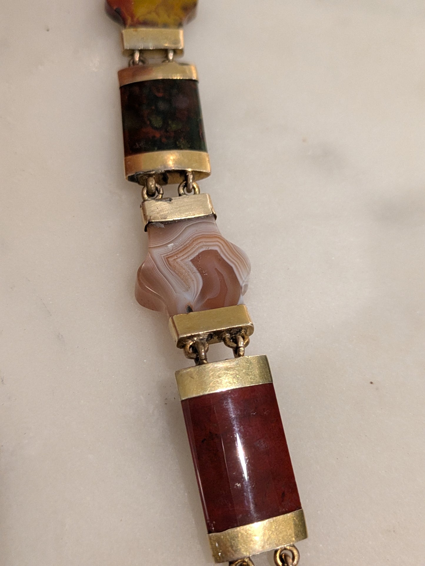 Hardstone - Agate, Jasper, Bloodstone and Gold Bracelet