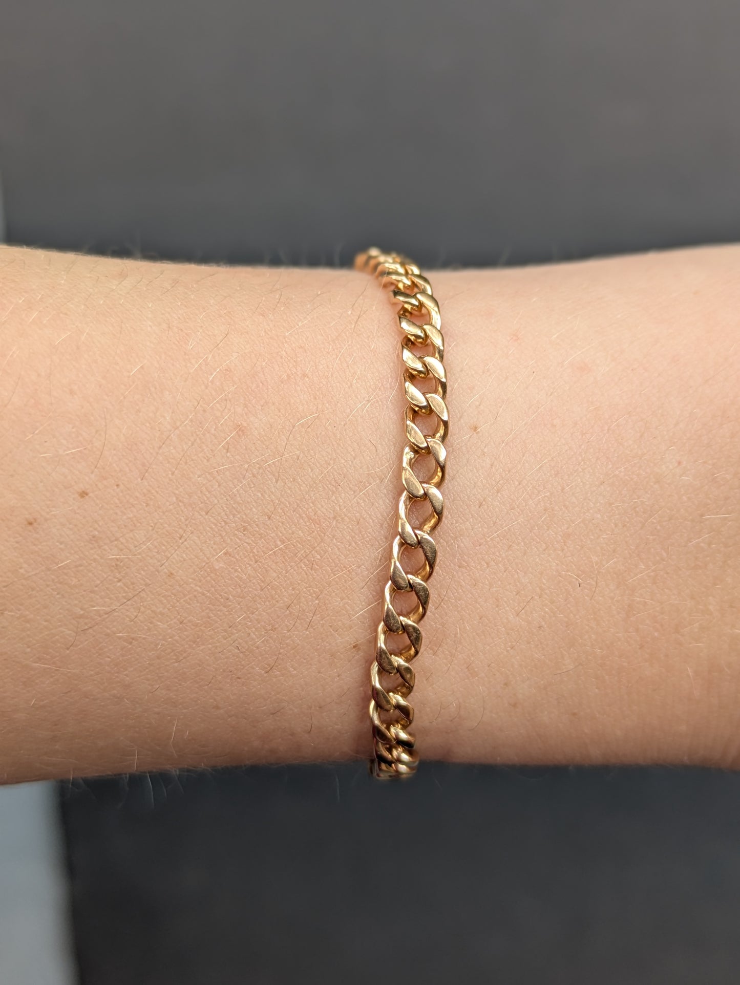 14k Vintage Flat Curb Solid Bracelet