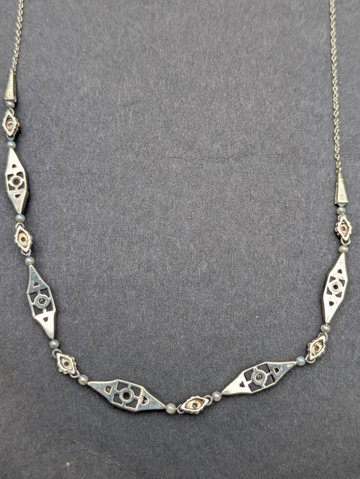 14kt Art Deco Diamond and Onyx Necklace