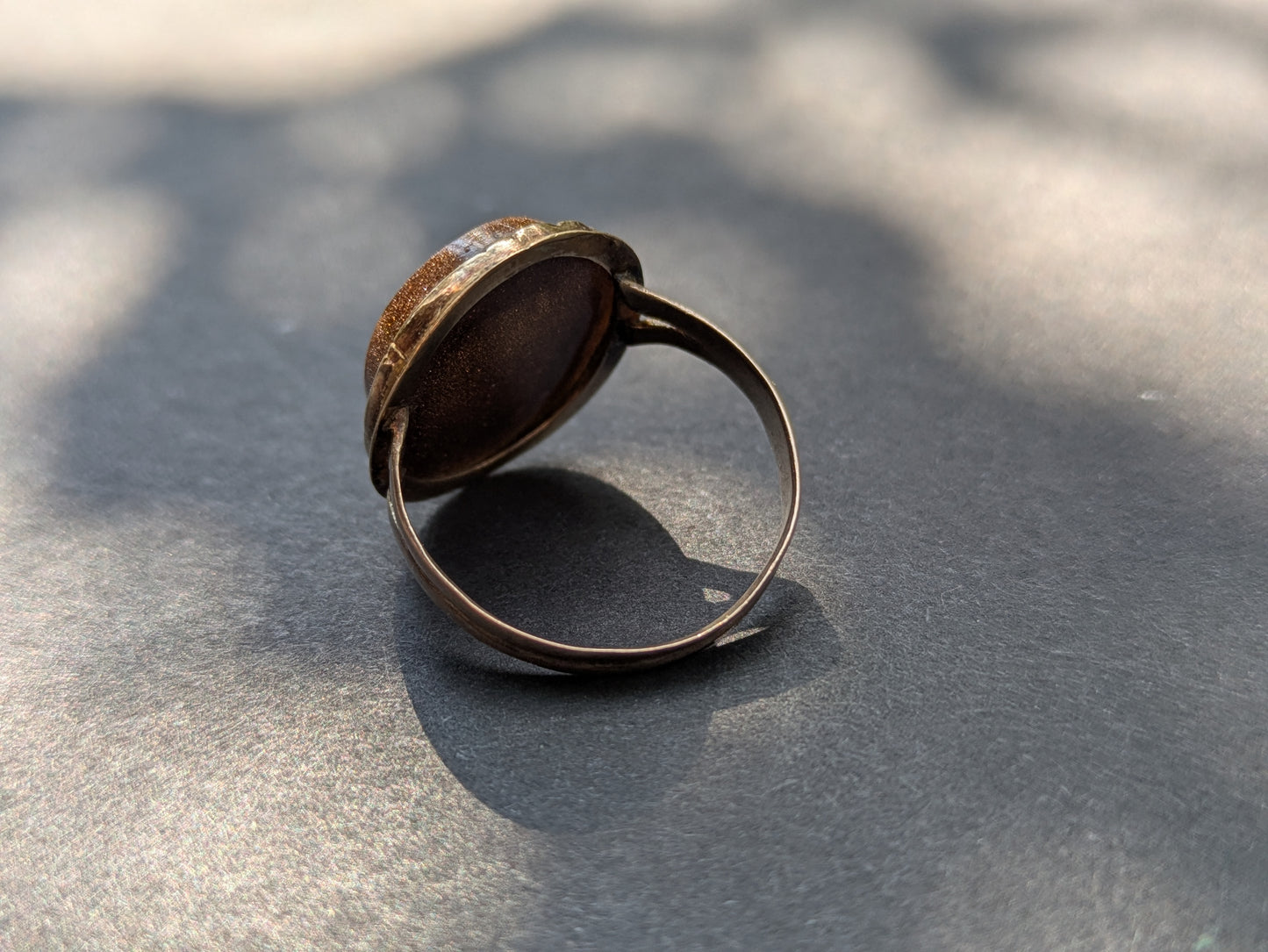 14kt Peitra Dura Goldstone Ring with Dove