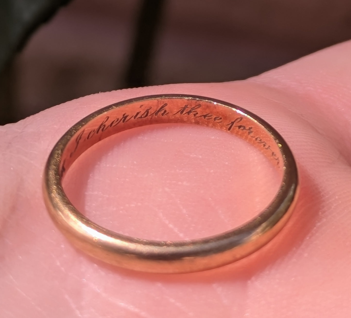 1946 14kt Gold Band "I Cherish Thee Forever"