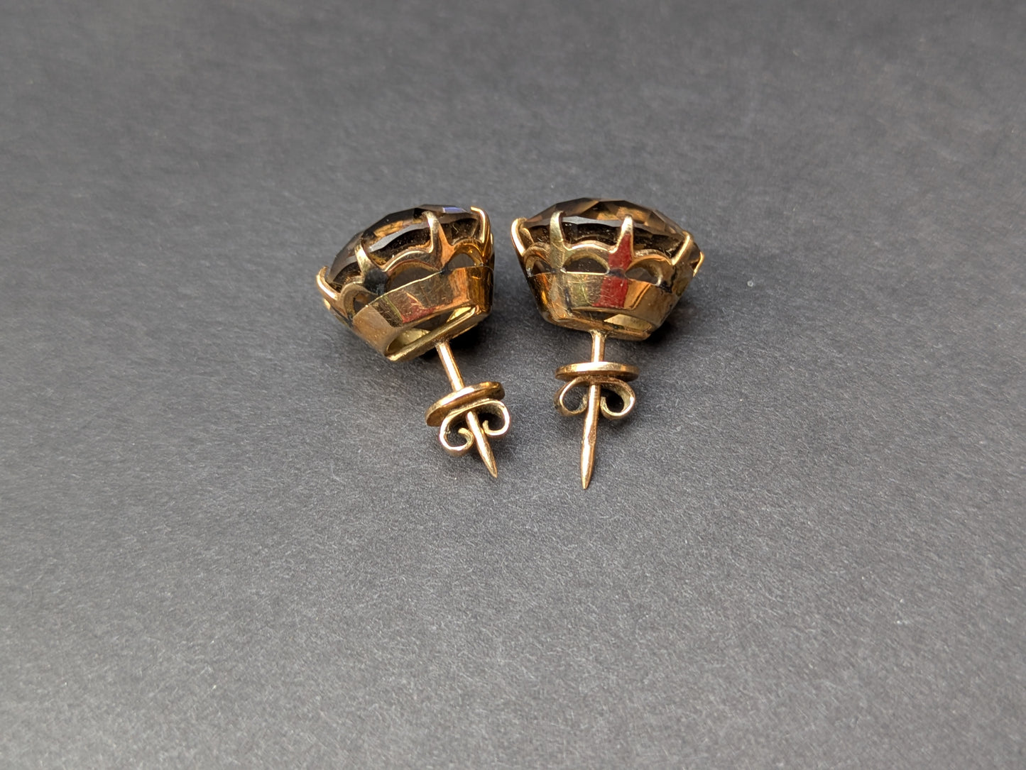 18kt Smoky Quartz Earrings 1950's