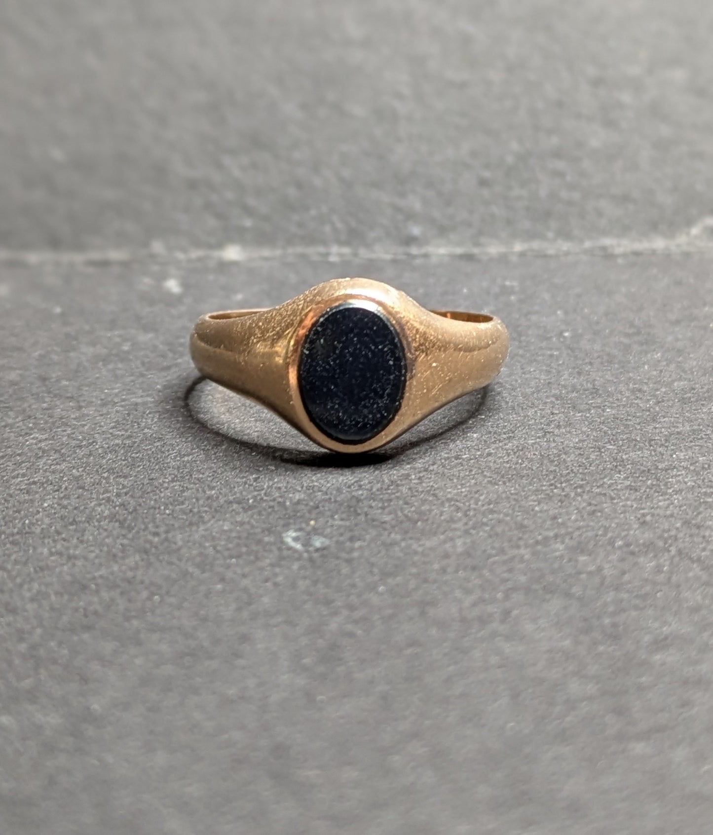 14k Dutch Oak Leaf Hallmark Onyx and Rose Gold Signet Ring