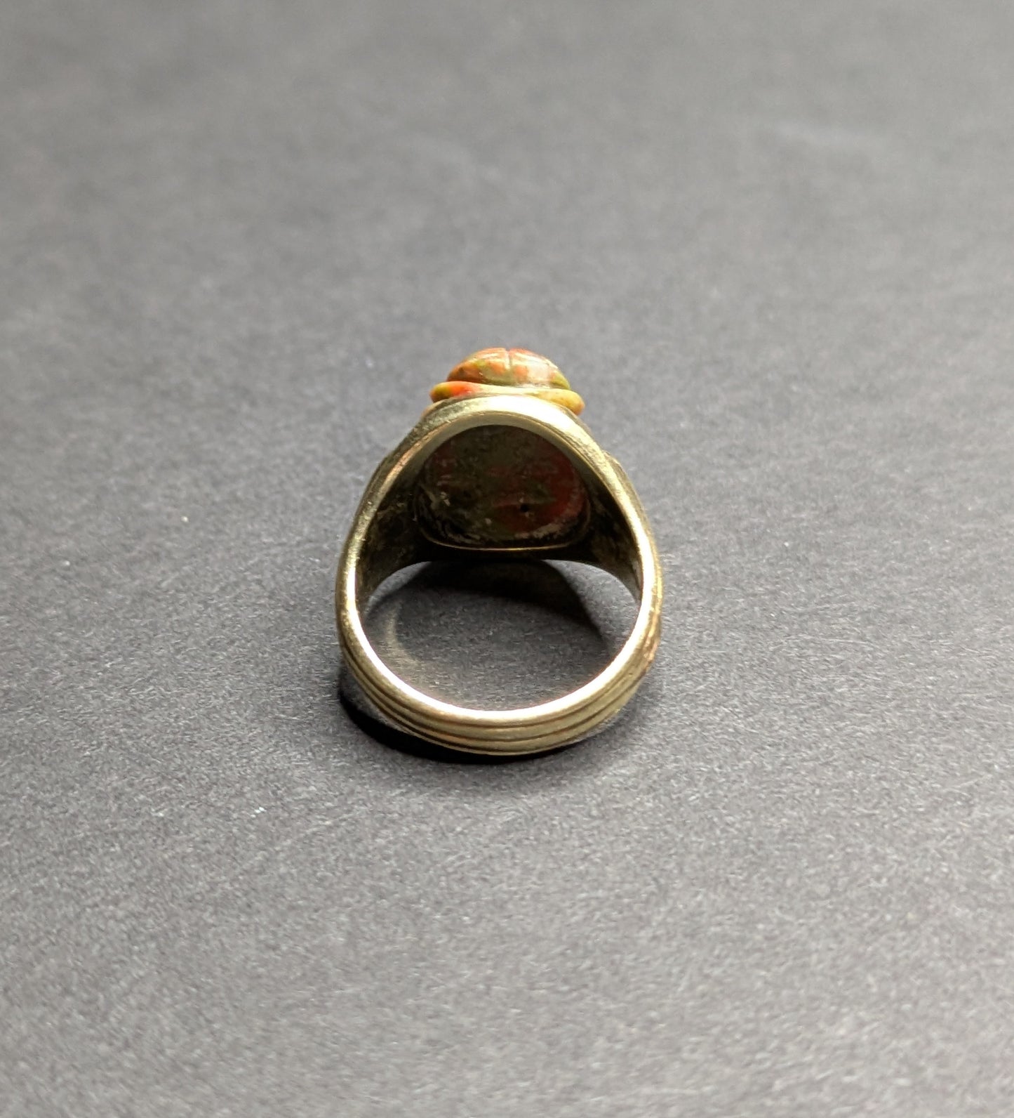 14kt Art Deco Carved Scarab Pinkie Ring