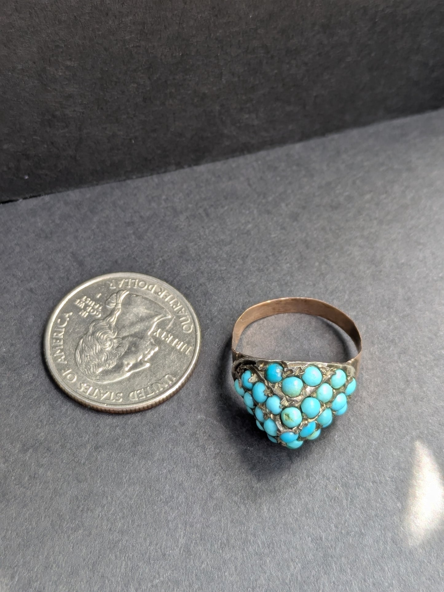 10kt Turqoise Bombe Cluster Ring